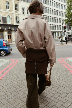 ZARA РУБАШКА ИЗ ПОПЛИНА С ПУГОВИЦАМИ, БЕЖЕВЫЙ