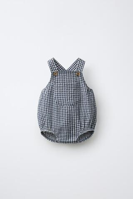 ZARA КОМБИНЕЗОН В КЛЕТКУ ВИШИ, МОРСКОЙ СИНИЙ