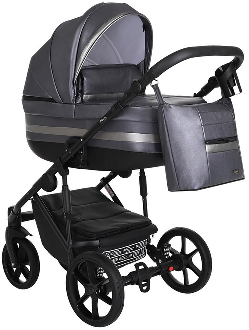 Детская коляска Pituso Luna Luxury 2 в 1 Кожа 10210 Silver Dark Grey