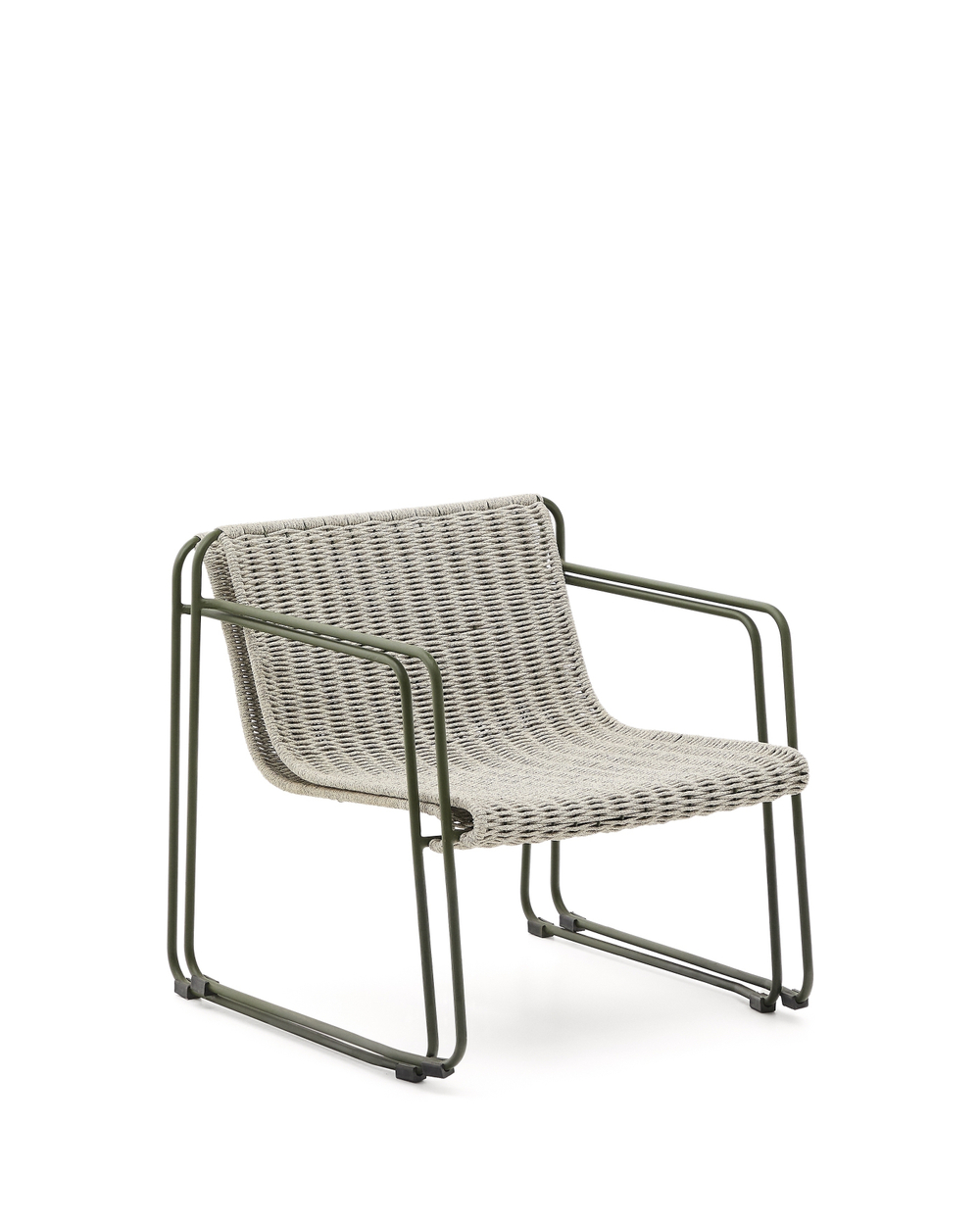 Кресло Maurina из оцинкованной стали зеленого цвета и серой веревки