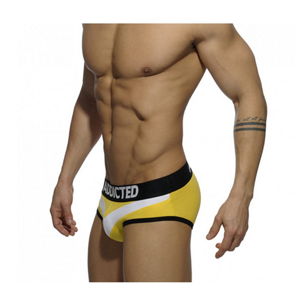 Мужские трусы брифы желто-белые ADDICTED Arrow Brief Yellow-White