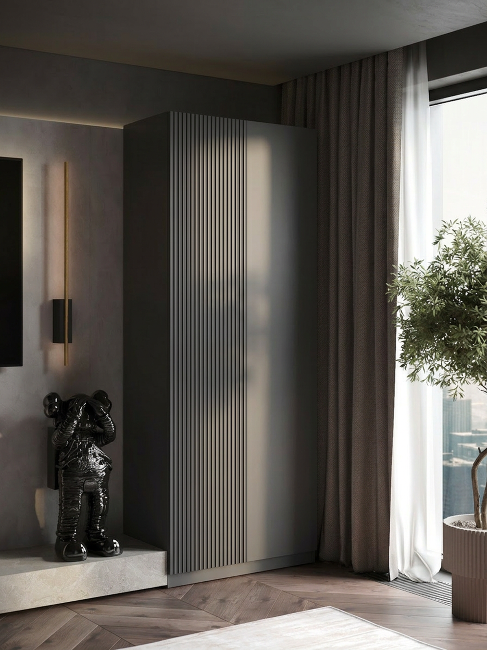 Шкаф Распашной Графит 120х220х50 Olympia