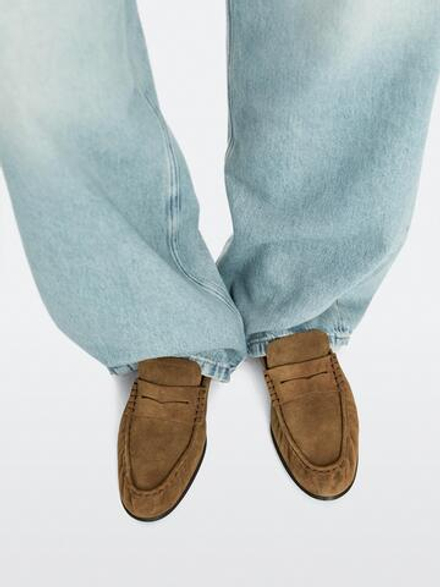 Massimo Dutti Лоферы из мягкой натуральной кожи, цвет верблюжьей шерсти