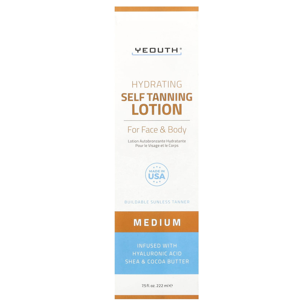 YEOUTH, лосьон с автозагаром, для лица и тела, средний, 222 мл (7,5 жидк. унции)