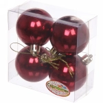 Новогодние шары 5 см (набор 4 шт) «Глянец», рубин