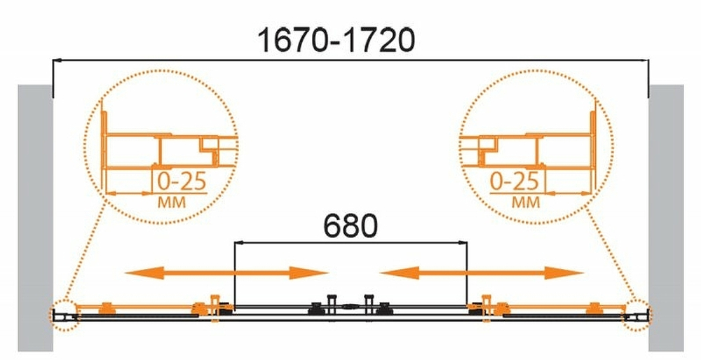 Душевая дверь Cezares Molveno 170 MOLVENO-BF-2-170-C-Cr-IV профиль Хром стекло прозрачное
