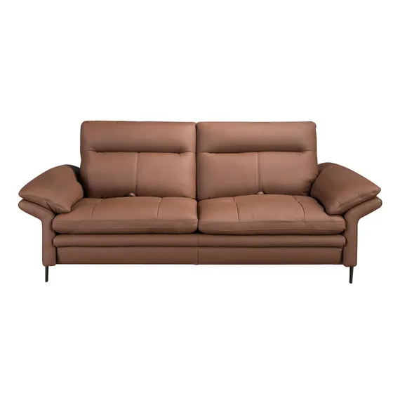 Коричневый кожаный 3-местный диван модель 6242