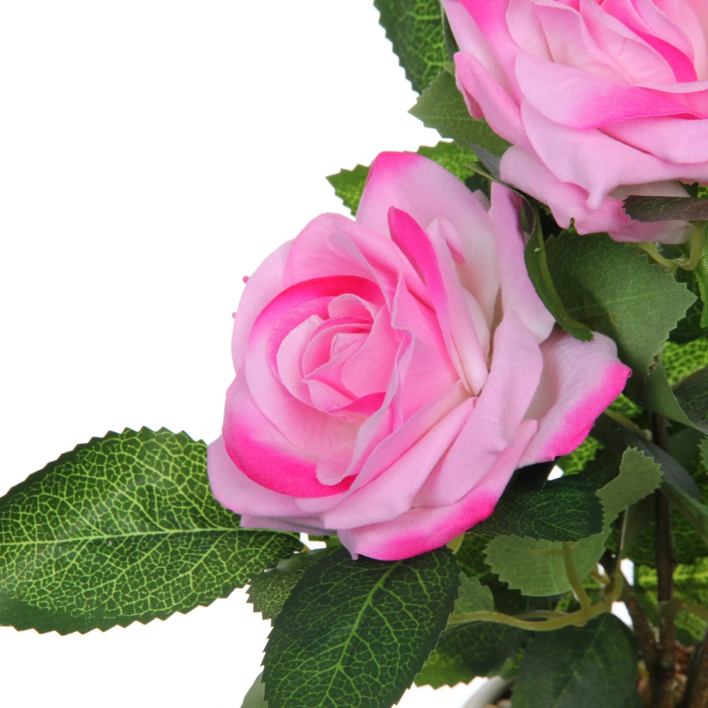 Цветочная композиция «Розовый куст» 42см в горшке, цвет розовый