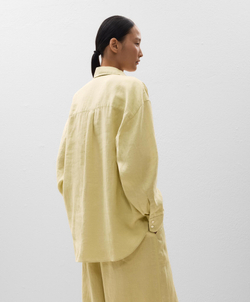 Oysho Рубашка свободного кроя из 100% льна, лимонный