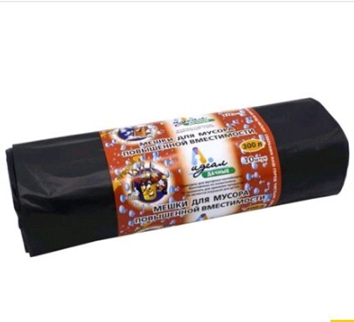 Мешки д/мусора 300л/10шт  ''Идеал Дачные''  ПВД 60мкм/ П6306