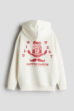 H&M Толстовка с капюшоном и принтом, кремовый