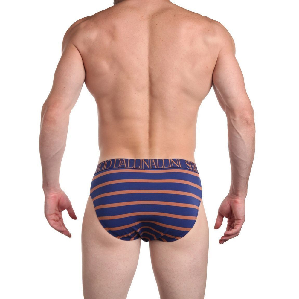 Мужские хлопковые трусы-слипы в полоску (Размер: XXXL) (Цвет: коричневый)