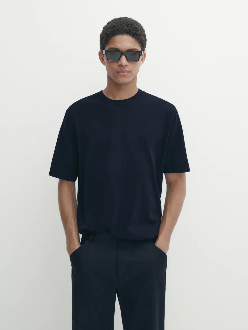 Massimo Dutti Трикотажная футболка с коротким рукавом - Studio, темно-синий