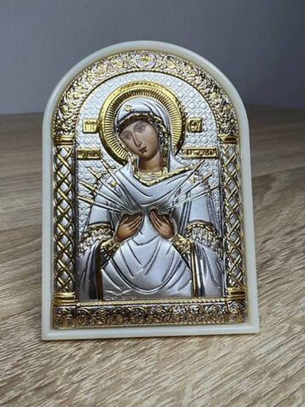 Семистрельная БМ, икона арочная, пластик белый 80х115