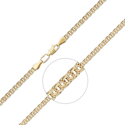 Цепь из лимонного золота с алмазной гранью (плетение «Бисмарк»)