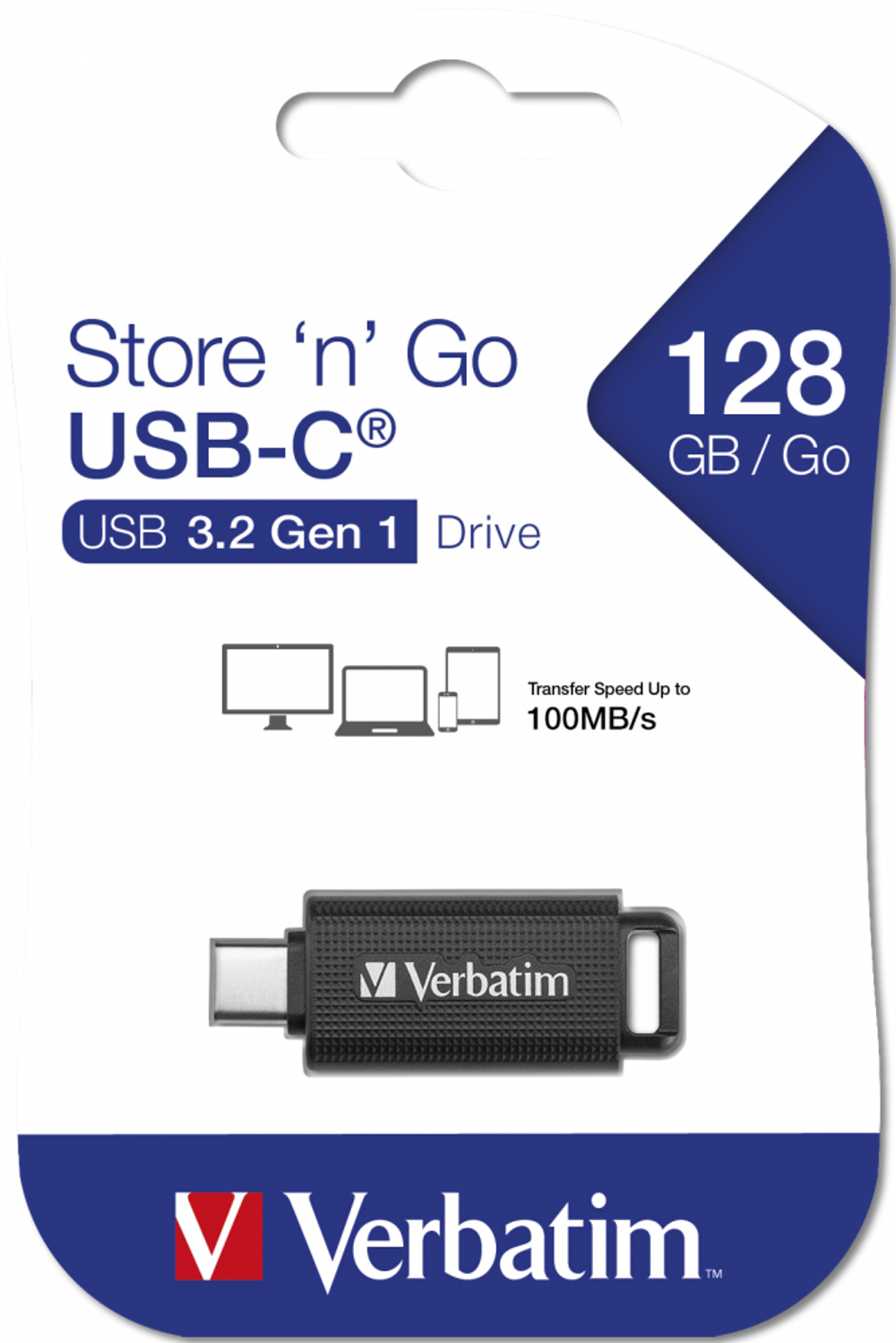 Флеш-накопитель Verbatim Store'n'Go USB-C 3.2 128 Гб