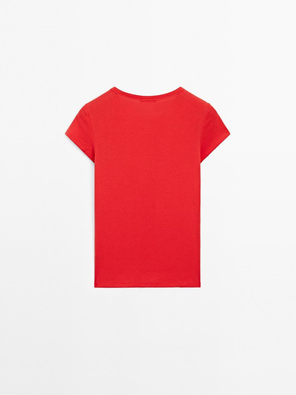 Massimo Dutti Футболка из смесового хлопка, красный