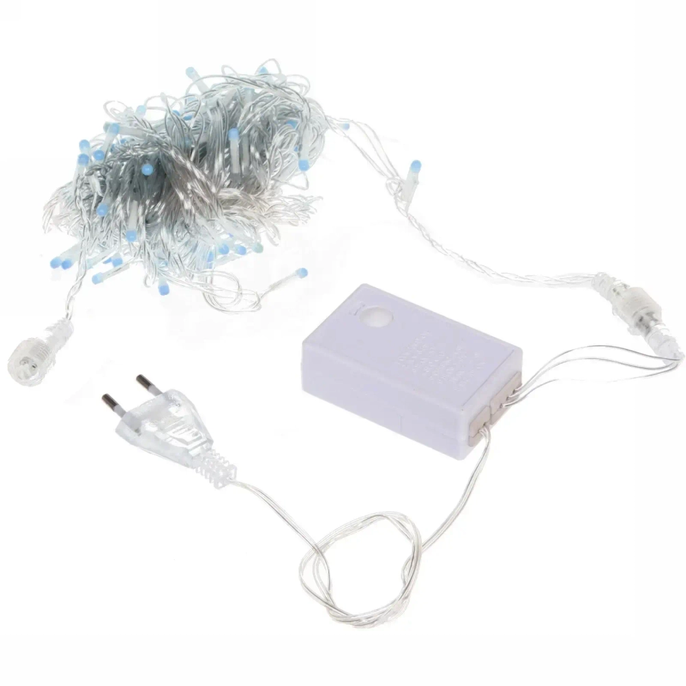 Гирлянда для улицы «Bright light» 10 м 100 ламп LED прозрач.пров.,8 реж, IP-54, Синий (возможность соединения)