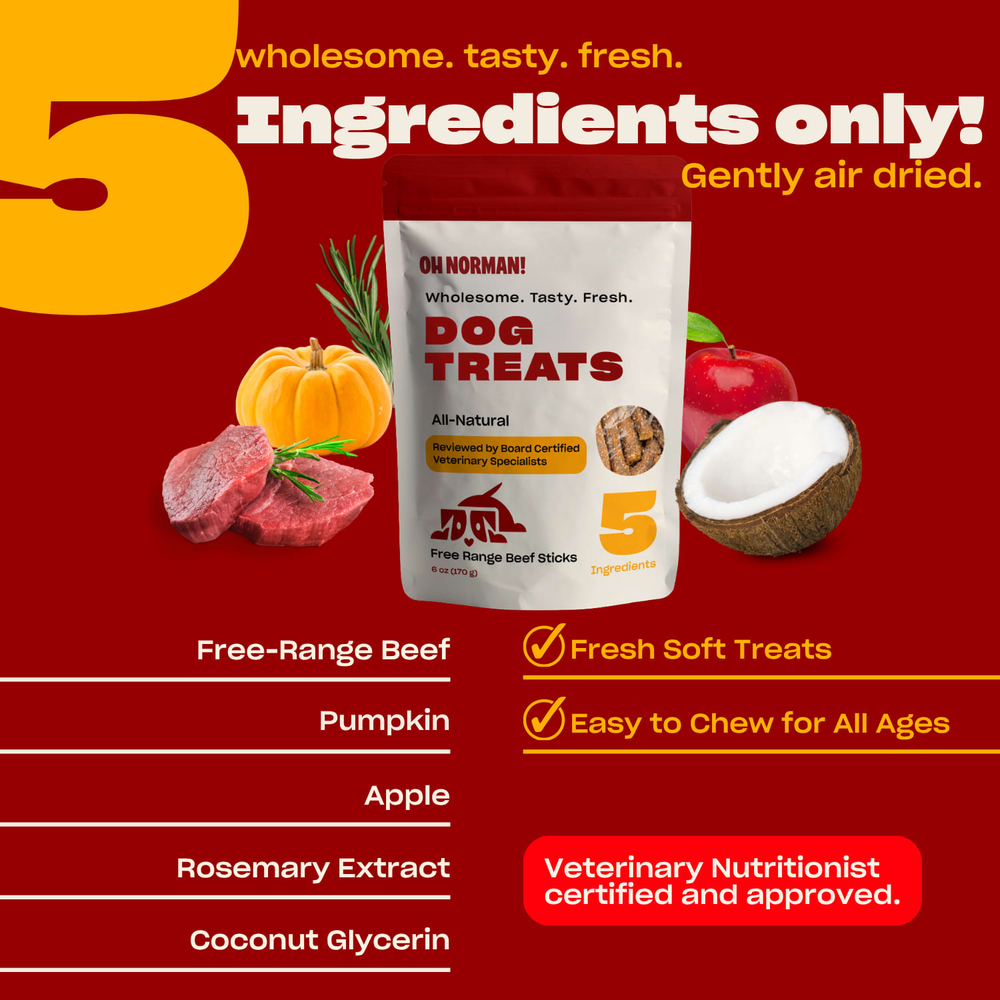 Oh Norman, лакомства для собак, говяжьи палочки, 170 г (6 унций)