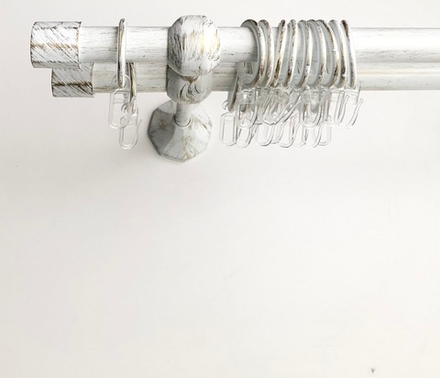 Карниз кованый для штор Прима Кнопка d 20/20 двухрядный, цвет бело-золотой