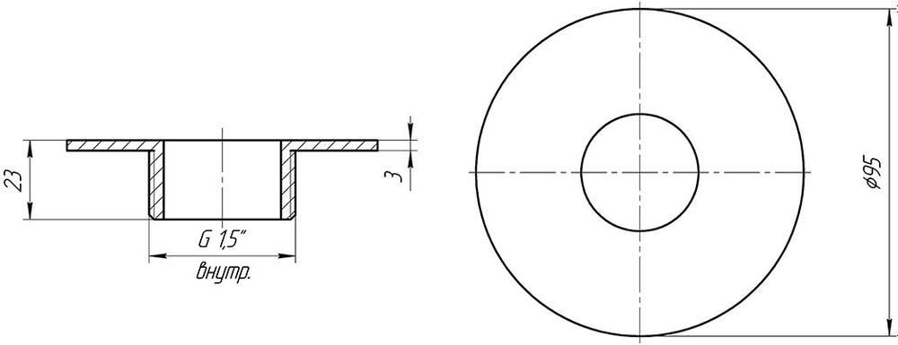 Закладная форсунка для подключения пылесоса под плитку/бетон - ВР1½", нержавеющая сталь AISI-304 - Runvil Pools, Россия