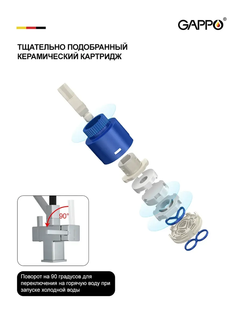 Смеситель для кухни с подключением к фильтру Gappo G4395-60