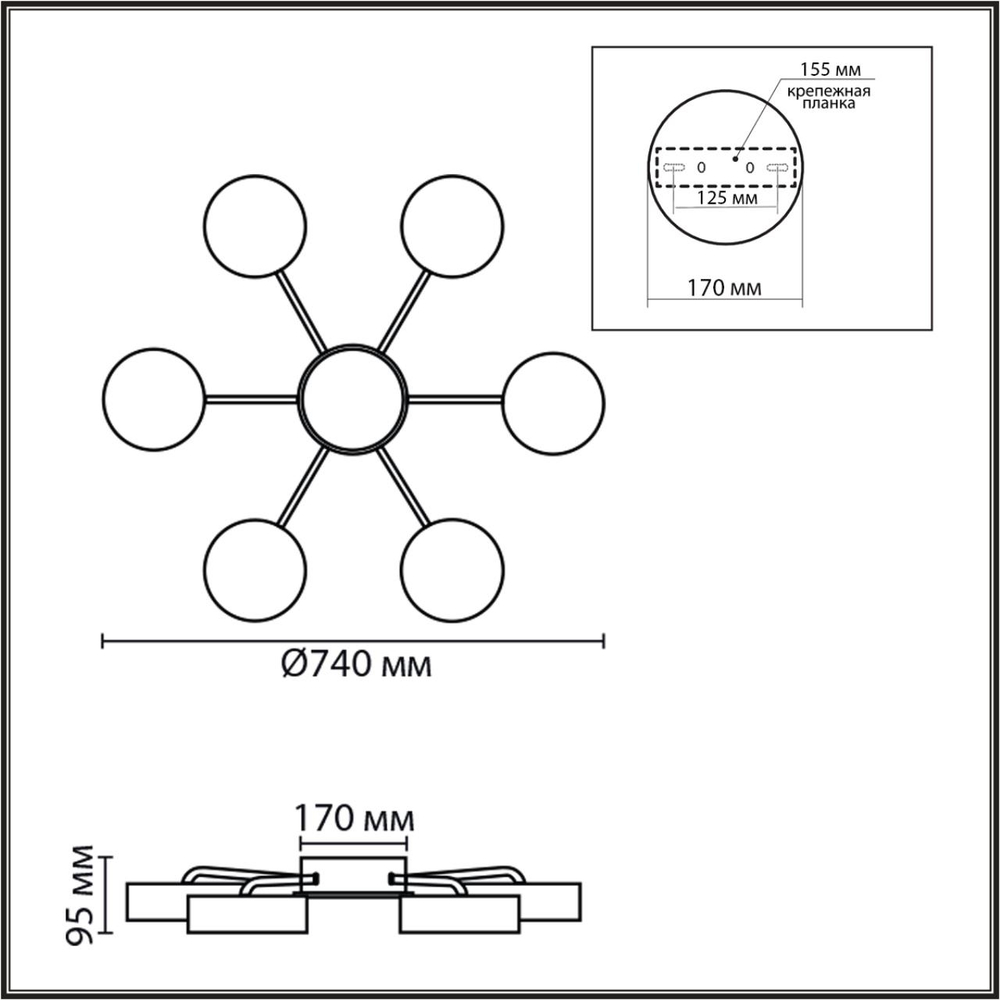 8236/7CL LN Люстра LED 90Вт 3000/4000/6000К 220В IP20 LEDIO