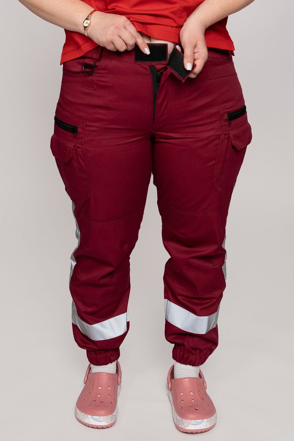 Брюки-джоггеры демисезонные женские Скорая помощь MedicLine цв. БОРДОВЫЙ