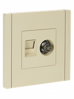 FORTE&PIANO Розетка двойная TV+RJ45 кат.5E FP436 ваниль IEK