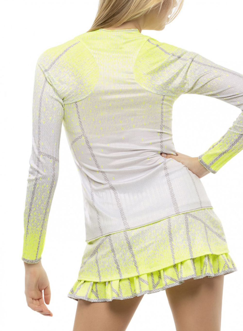 Женская футболка теннисная (dł. Рукава) Lucky in Love Nice To Pleat You Del 1 Pleat It Up L/S W - neon yellow