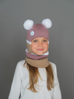 Шлем весенний/осенний вязаный (Розовый пыльный) ЗУМ-ЗУМ