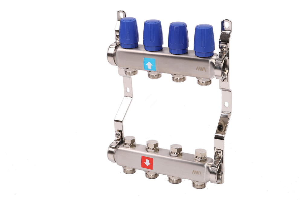 Коллекторная группа в сборе из нерж. стали 1" х 4 вых. Евроконус 3/4 MVI