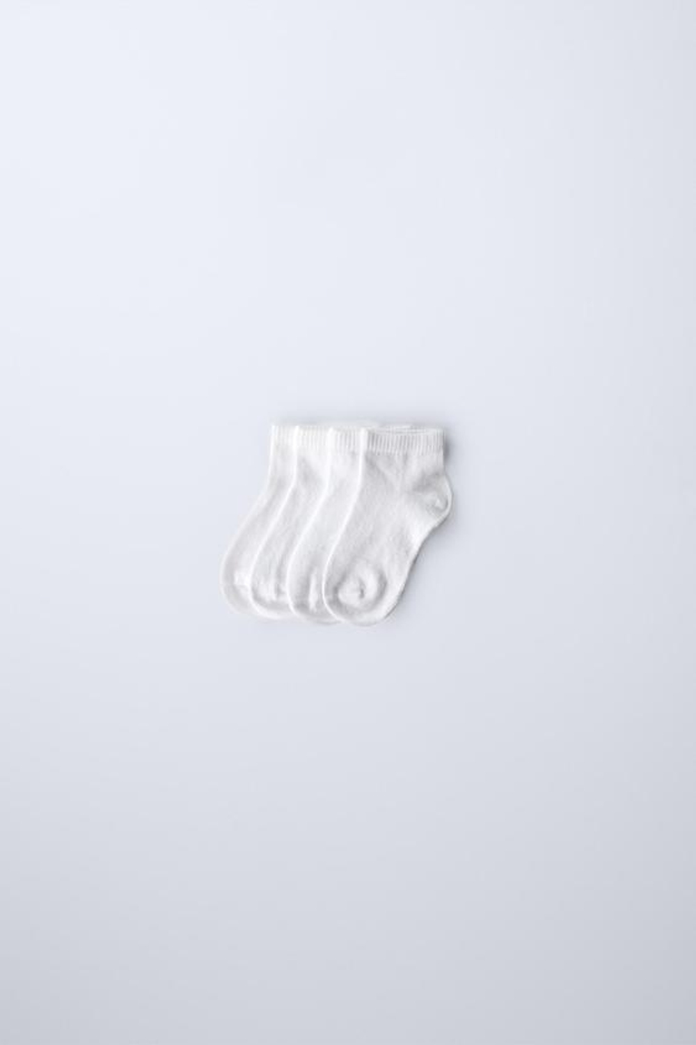 ZARA НАБОР ИЗ 4 ПАР ОДНОТОННЫХ КОРОТКИХ НОСКОВ, БЕЛЫЙ