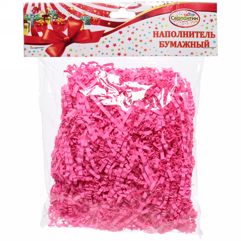 Наполнитель бумажный для подарков «Яркие краски» 50г (гофре), фуксия