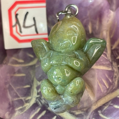 37265 Агат моховой Кулон Ангелок 25мм