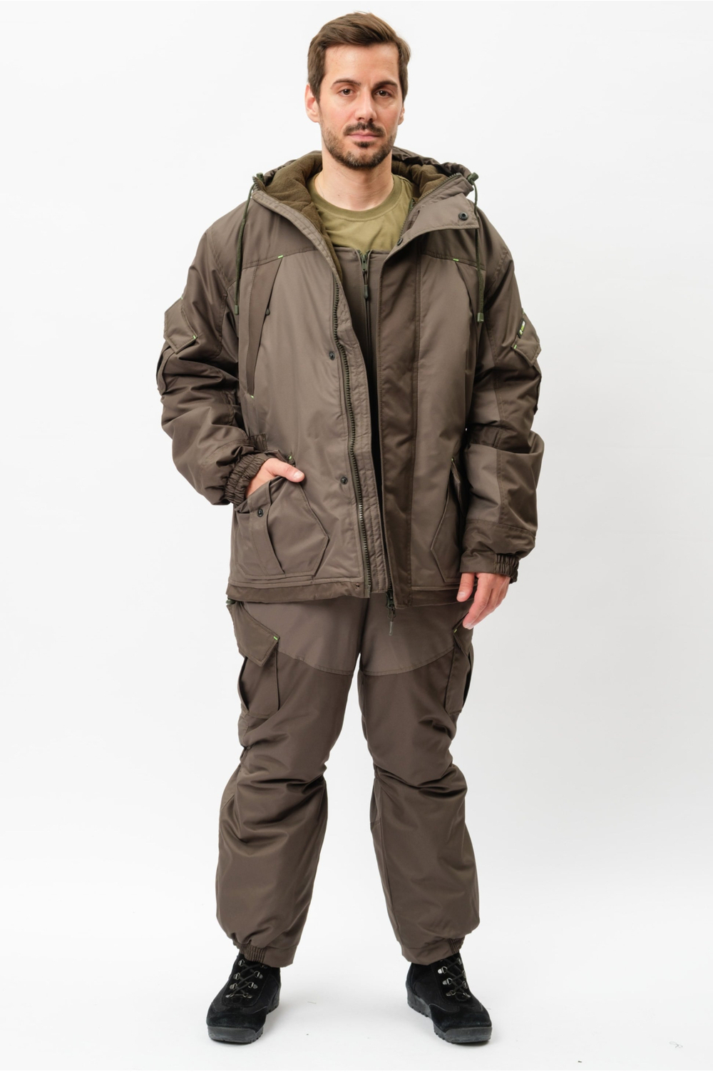Зимний мужской костюм Onerus Горный -15 (Таслан, флис) Хаки