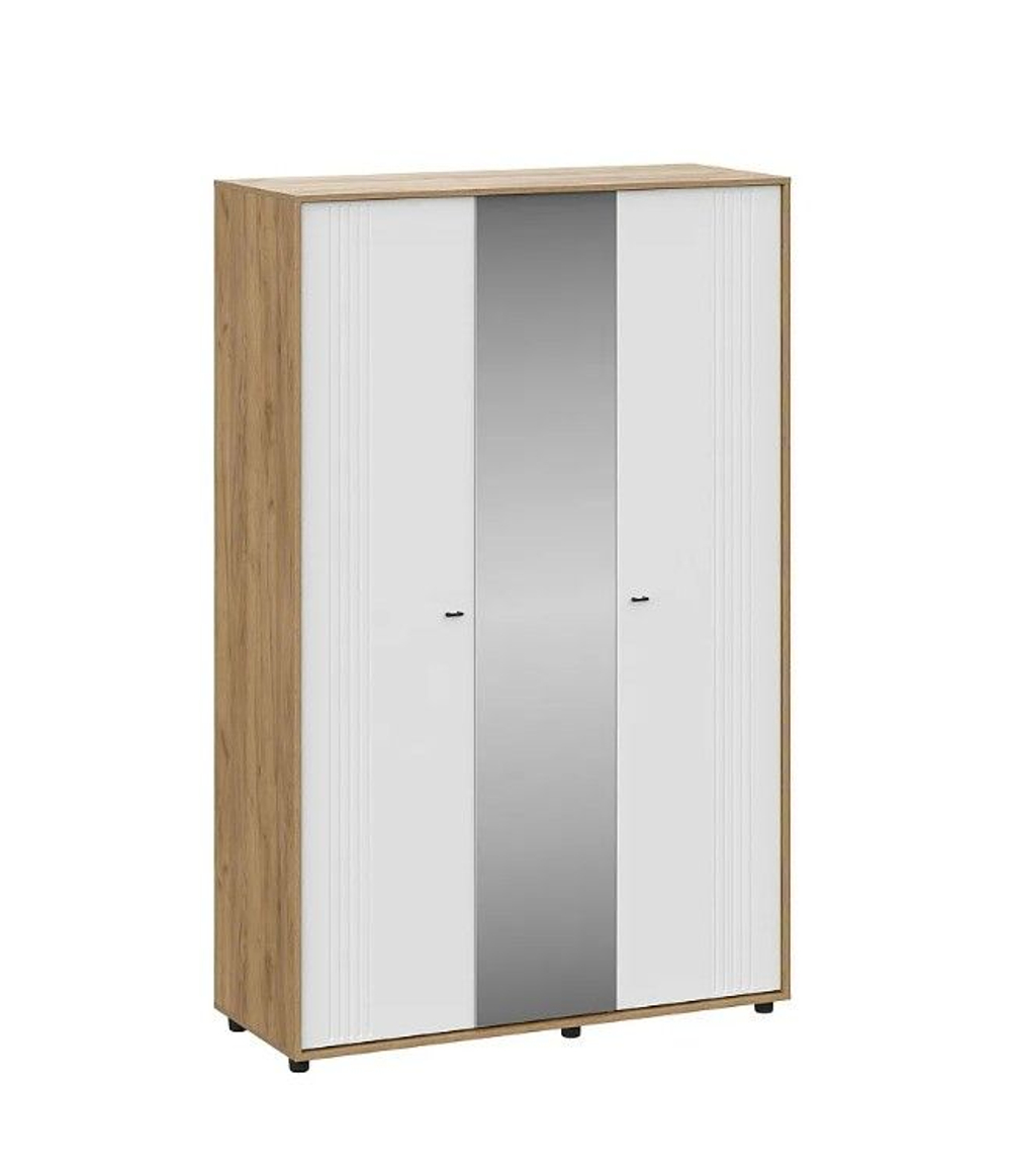 Милан Шкаф трехстворчатый Дуб Золотой/Белый/Белый Матовый
