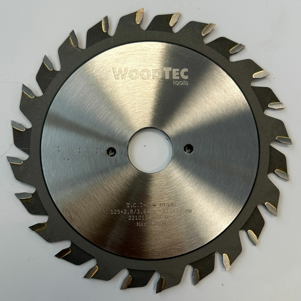 Подрезная составная пила WoodTec для форматно-раскроечных станков Ø125 х 20 x 2,8-3,6 Z = 12 + 12