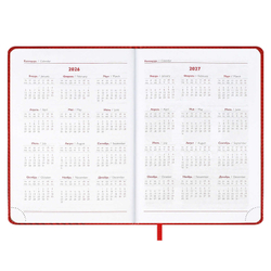 Ежедневник датированный 2026 ESCALADA, А5, 176 л., арт. 70222/ 15 САРИФ КРАСНЫЙ (кожзам: 146x211 мм, твёрдый переплёт с поролоном, материал обложки: искусственная кожа "Сариф"; декор: блинтовое тиснение; способ крепления блока: ниткошвейный; вн. блок