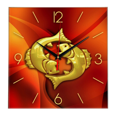 Часы настенные "Знаки зодиака" Золотые Рыбы 2 Декор для дома, подарок