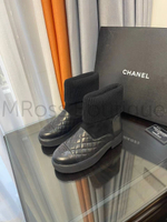 Женские черные комбинированные ботинки Chanel (Шанель) премиум класса