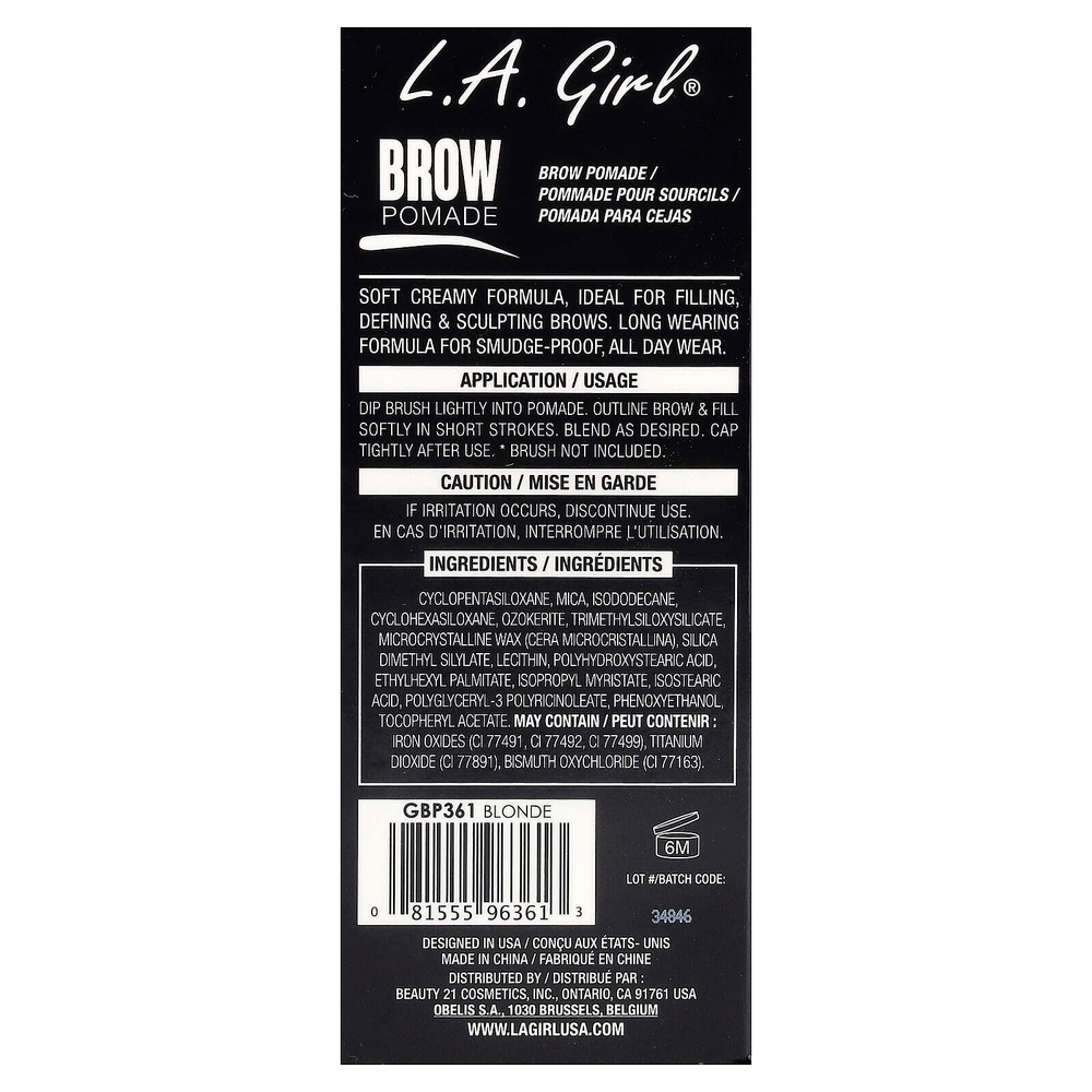 L.A. Girl, помада для бровей, GBP361 Blonde, 3 г (0,11 унции)