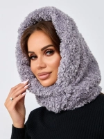 Капор зимний вязаный капюшон на флисе