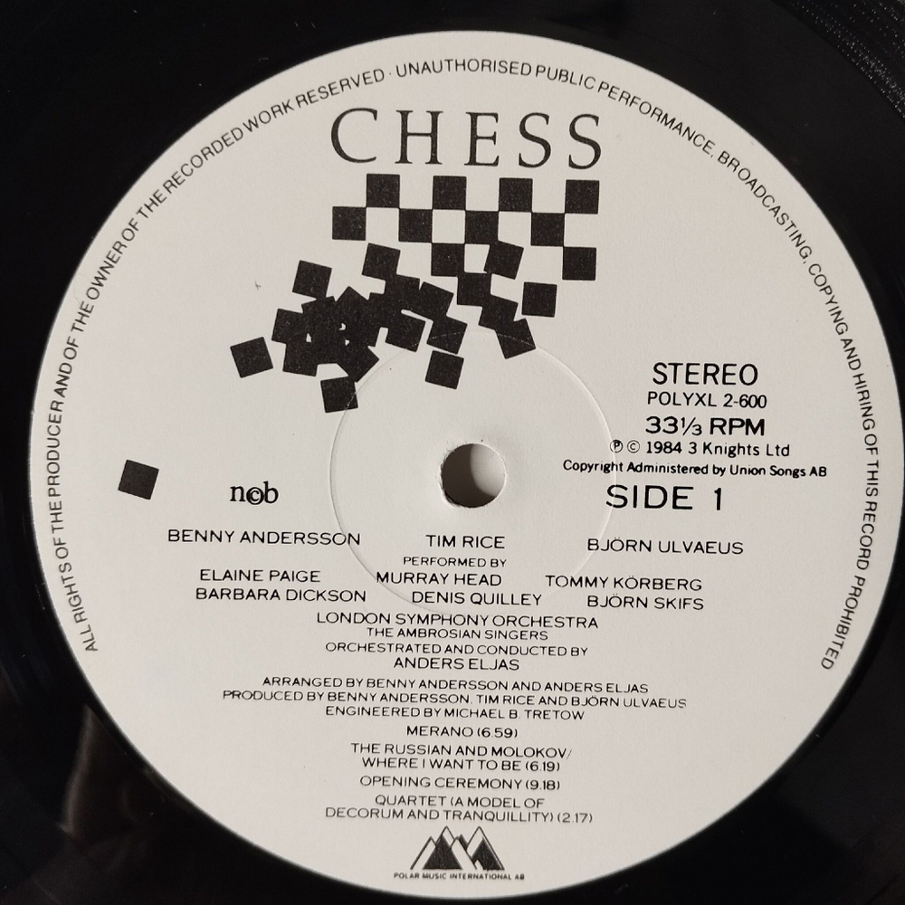 Винтажная виниловая пластинка LP Benny Andersson Tim Rice Bjorn Ulvaeus Chess Шахматы (Швеция 1984)