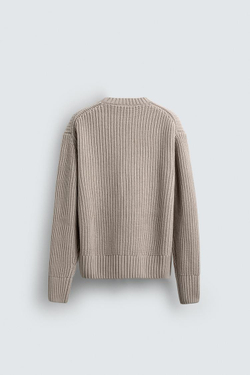 ZARA СВИТЕР СВОБОДНОГО КРОЯ, СВЕТЛО-ПЕСОЧНЫЙ