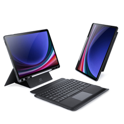 Защитный чехол подставка с клавиатурой (RUS) от Dux Ducis для Samsung Tab S10+, S9+ и S9 FE+, серия DK Series Keyboard, русская клавиатура с подсветкой