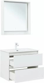 Тумба с раковиной Aquanet Милан 336369/254364 80 белый глянец