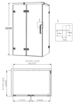 Душевой уголок 120x80 GROSSMAN Status ST-120BRQL