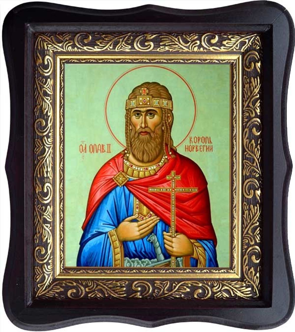 Олаф (Олав) Норвежский благоверный король. Икона на холсте в киоте