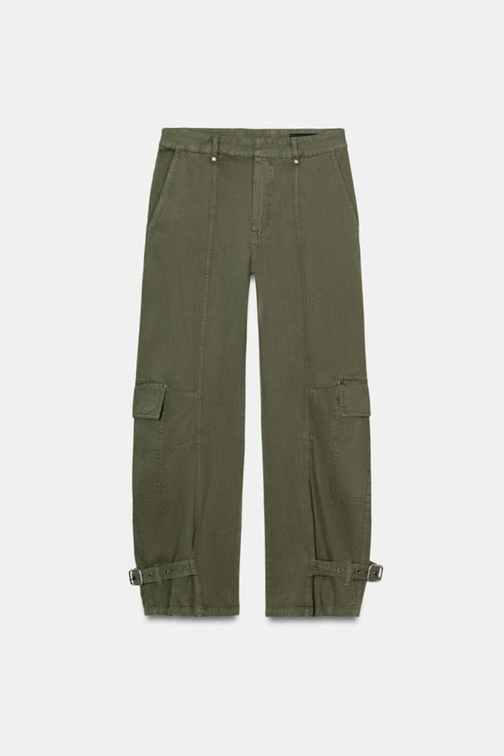 ZARA БРЮКИ КАРГО BARREL — ZW COLLECTION, СВЕТЛЫЙ ХАКИ